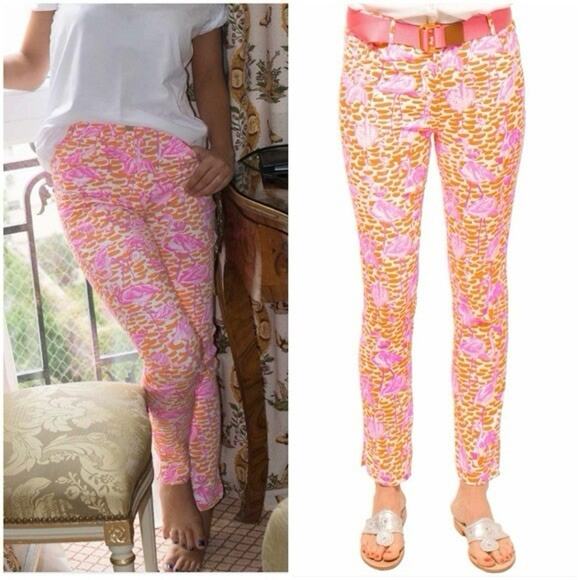 Gretchen Scott Cotton Spandex Vibrant Colorful Flamingo Novelty Pants XS - Picture 1 of 6